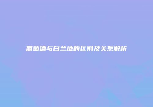 葡萄酒与白兰地的区别及关系解析