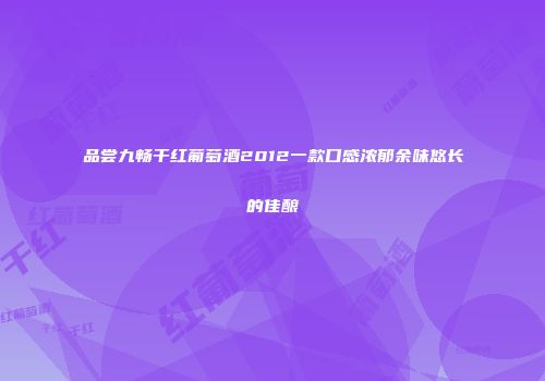 品尝九畅干红葡萄酒2012一款口感浓郁余味悠长的佳酿