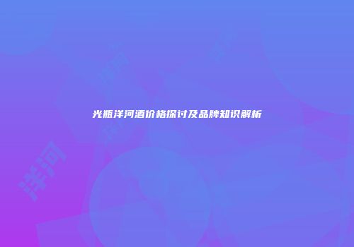 光瓶洋河酒价格探讨及品牌知识解析