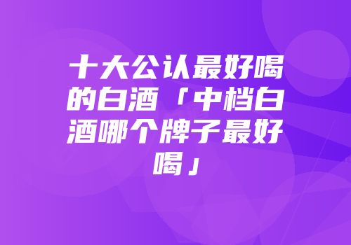 十大公认最好喝的白酒「中档白酒哪个牌子最好喝」