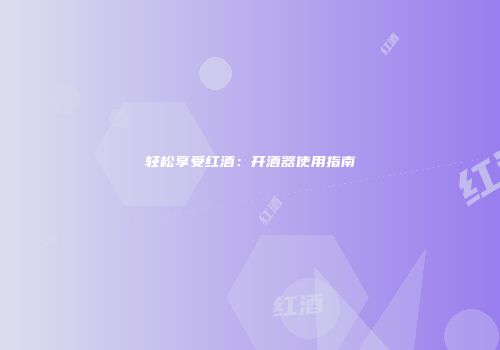 轻松享受红酒：开酒器使用指南