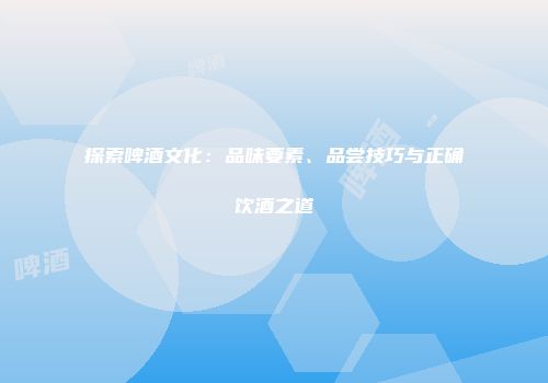 探索啤酒文化：品味要素、品尝技巧与正确饮酒之道