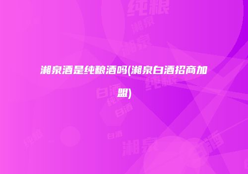 湘泉酒是纯粮酒吗(湘泉白酒招商加盟)