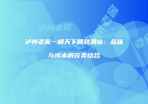 泸州老窖一桶天下精致酒仙：品味与成本的完美结合