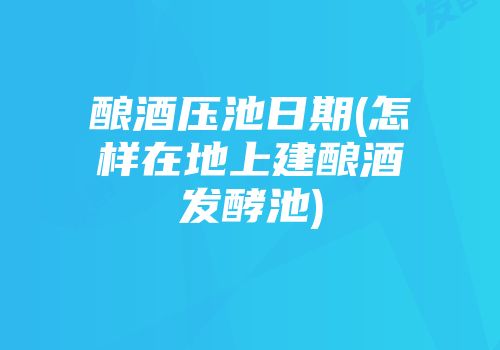 酿酒压池日期(怎样在地上建酿酒发酵池)