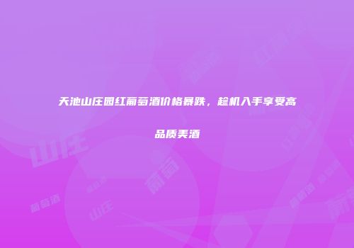天池山庄园红葡萄酒价格暴跌，趁机入手享受高品质美酒