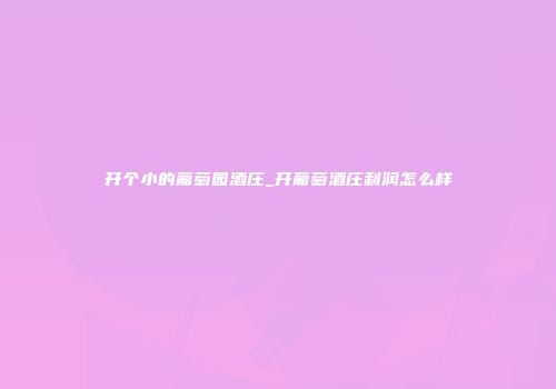 开个小的葡萄园酒庄_开葡萄酒庄利润怎么样