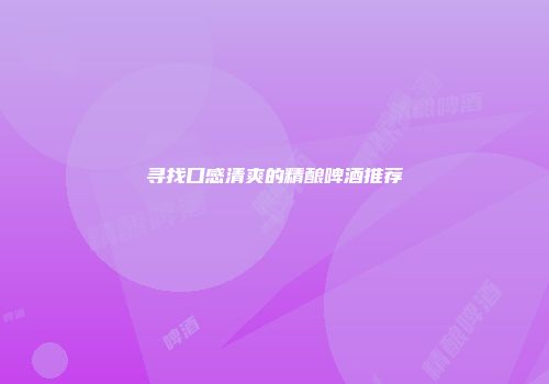 寻找口感清爽的精酿啤酒推荐