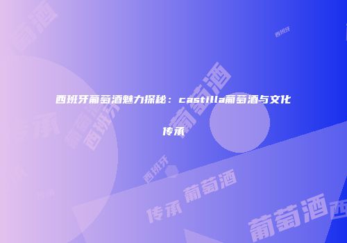 西班牙葡萄酒魅力探秘：castilla葡萄酒与文化传承