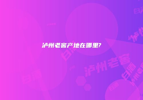 泸州老窖产地在哪里?