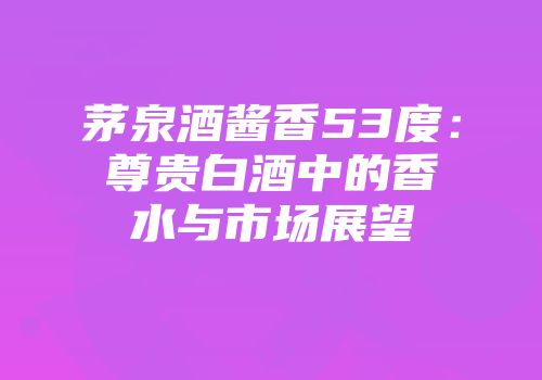 茅泉酒酱香53度：尊贵白酒中的香水与市场展望