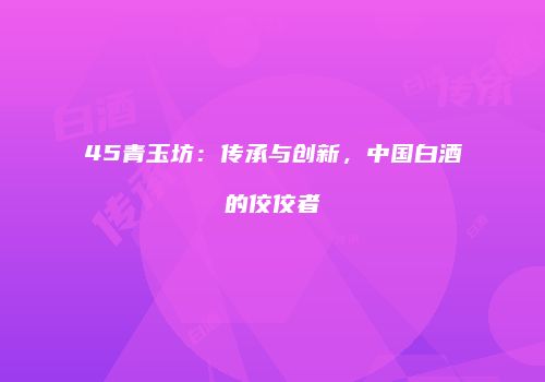 45青玉坊：传承与创新，中国白酒的佼佼者