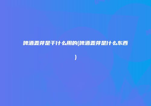 啤酒麦芽是干什么用的(啤酒麦芽是什么东西)