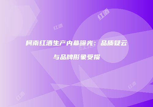 柯南红酒生产内幕曝光：品质疑云与品牌形象受损
