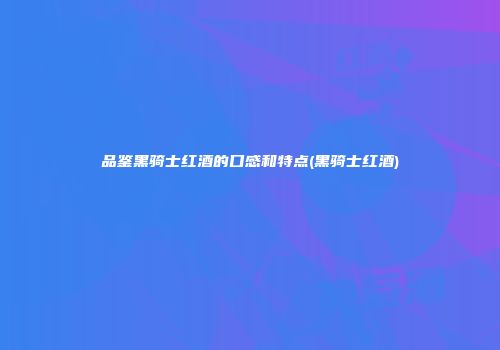 品鉴黑骑士红酒的口感和特点(黑骑士红酒)