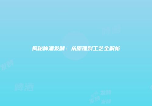 揭秘啤酒发酵：从原理到工艺全解析