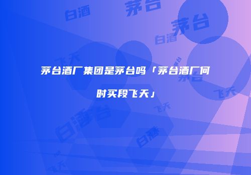 茅台酒厂集团是茅台吗「茅台酒厂何时买段飞天」