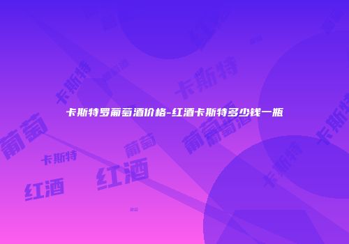 卡斯特罗葡萄酒价格-红酒卡斯特多少钱一瓶