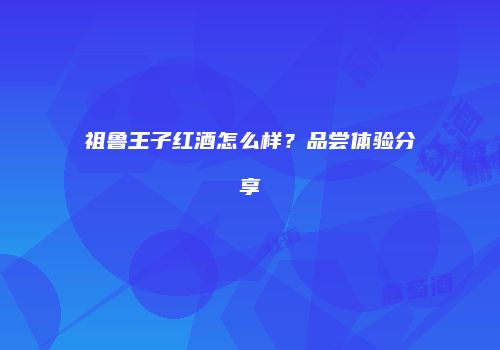 祖鲁王子红酒怎么样？品尝体验分享