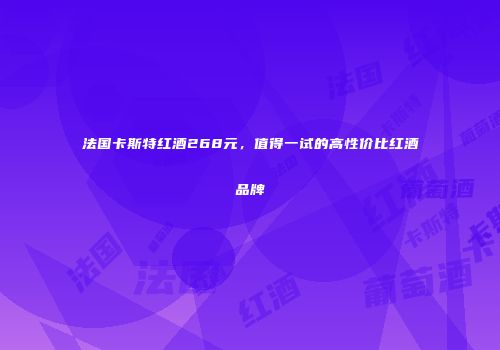 法国卡斯特红酒268元，值得一试的高性价比红酒品牌