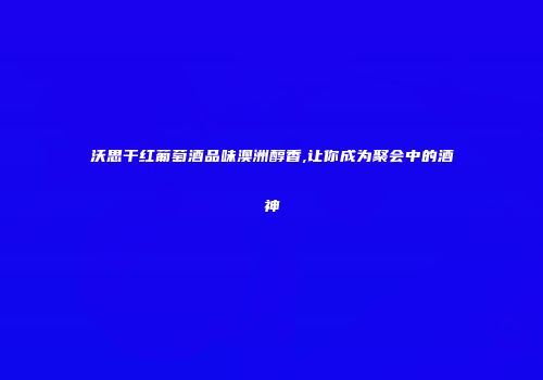 沃思干红葡萄酒品味澳洲醇香,让你成为聚会中的酒神
