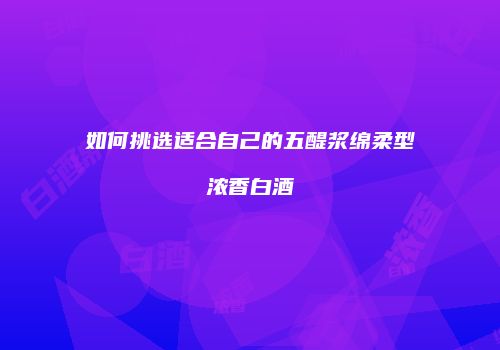 如何挑选适合自己的五醍浆绵柔型浓香白酒