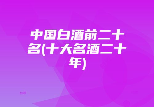 中国白酒前二十名(十大名酒二十年)