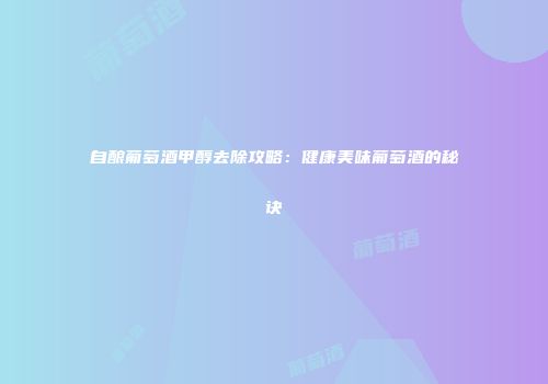 自酿葡萄酒甲醇去除攻略：健康美味葡萄酒的秘诀