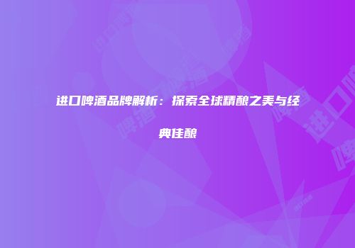 进口啤酒品牌解析：探索全球精酿之美与经典佳酿