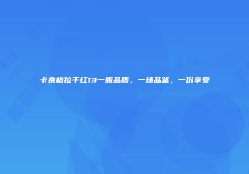 卡奈格拉干红13一瓶品质，一场品鉴，一份享受