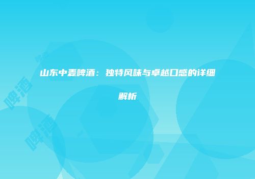 山东中麦啤酒：独特风味与卓越口感的详细解析