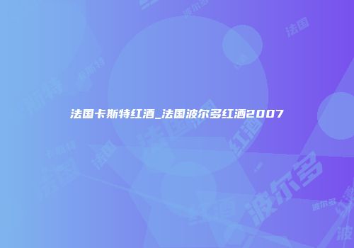 法国卡斯特红酒_法国波尔多红酒2007