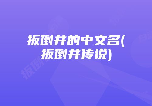 扳倒井的中文名(扳倒井传说)