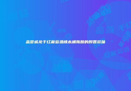 品尝威龙干红葡萄酒橡木桶陈酿的醇香滋味
