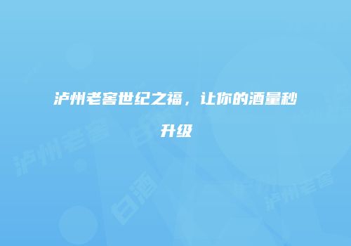 泸州老窖世纪之福，让你的酒量秒升级