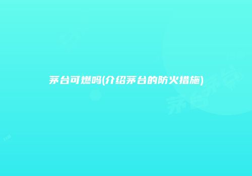 茅台可燃吗(介绍茅台的防火措施)