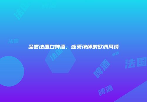 品尝法国白啤酒，感受浓郁的欧洲风情