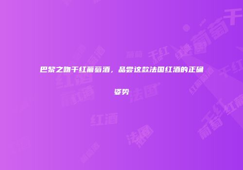 巴黎之吻干红葡萄酒，品尝这款法国红酒的正确姿势