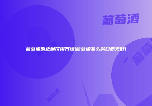 葡萄酒的正确饮用方法(葡萄酒怎么喝口感更好)