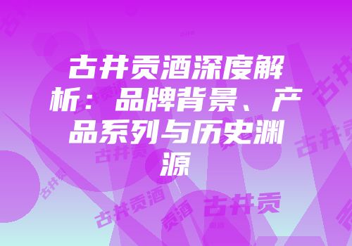 古井贡酒深度解析：品牌背景、产品系列与历史渊源