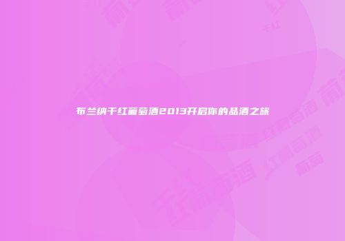 布兰纳干红葡萄酒2013开启你的品酒之旅