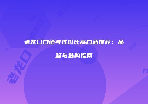 老龙口白酒与性价比高白酒推荐：品鉴与选购指南