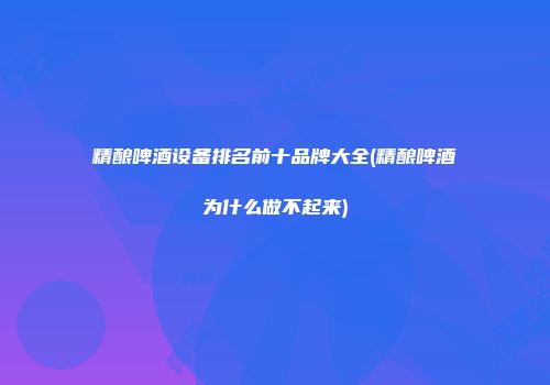 精酿啤酒设备排名前十品牌大全(精酿啤酒为什么做不起来)