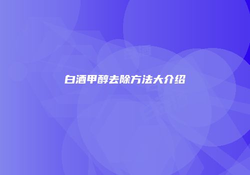 白酒甲醇去除方法大介绍