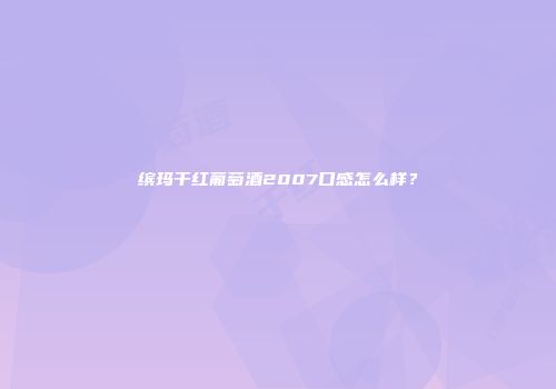 缤玛干红葡萄酒2007口感怎么样？