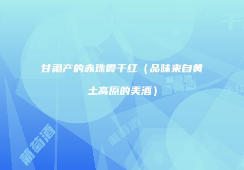 甘肃产的赤珠霞干红（品味来自黄土高原的美酒）