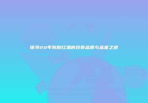 探寻20年陈酿红酒的珍贵品质与品鉴之道