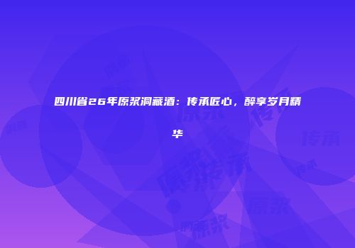 四川省26年原浆洞藏酒：传承匠心，醉享岁月精华