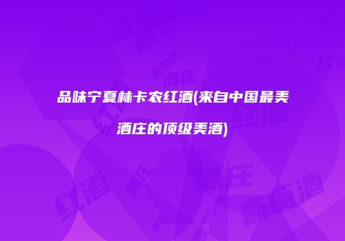 品味宁夏林卡农红酒(来自中国最美酒庄的顶级美酒)
