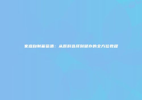 家庭自制葡萄酒：从原料选择到储存的全方位教程